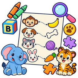 Toddler Match Animals Worksheets